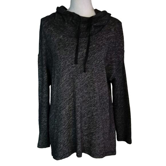 Eileen Fisher Size M Wool Blend Hooded Sweater Spacedye Grey Gray - Picture 1 of 5